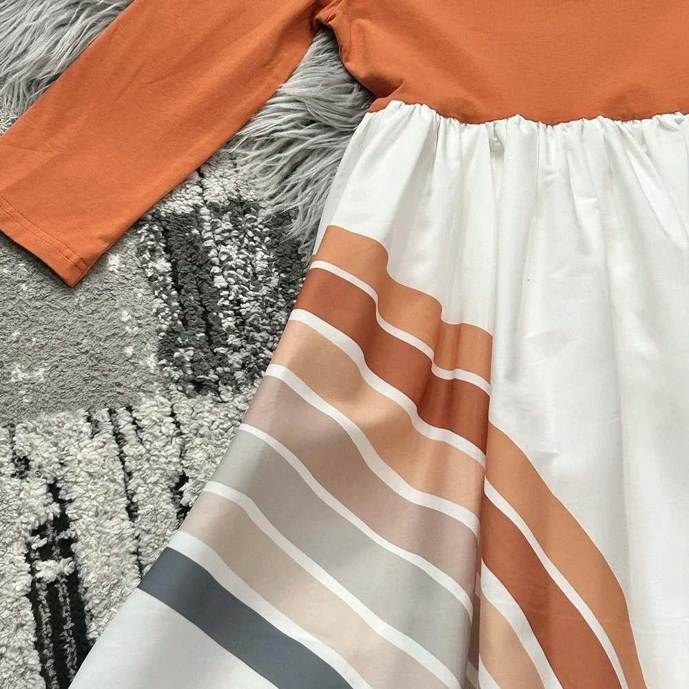 Oopsie Daisy Girl's Hi Lo Rust Orange Rainbow Dress Size 10 NWT